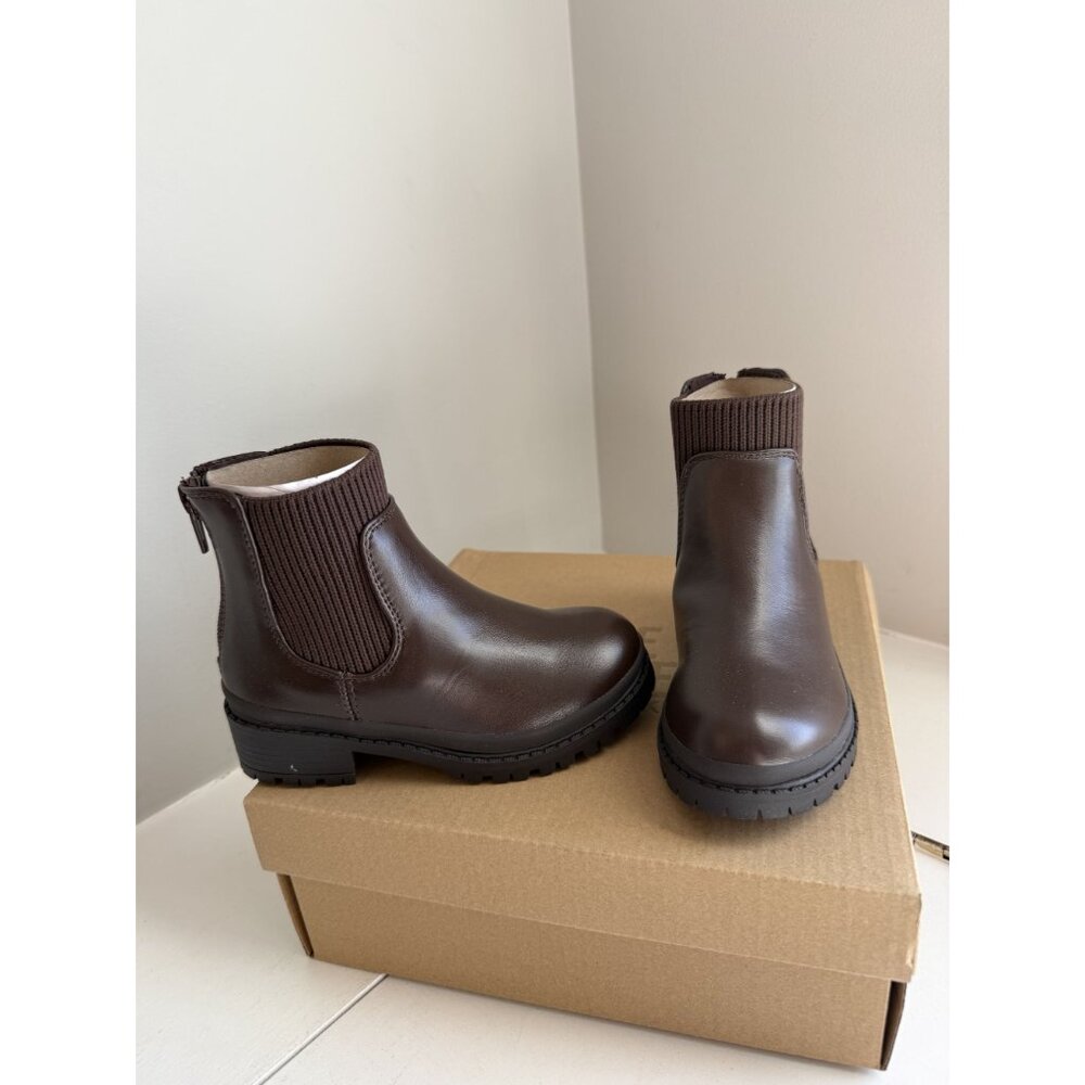 NWB Steve Madden Kids Hazzel Leather Ankle Boot Chocolate Brown Size 8 Kids [jb] - Picture 8 of 12
